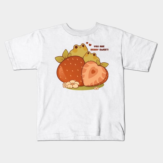 Sweet strawberry frogs Kids T-Shirt by Rihnlin